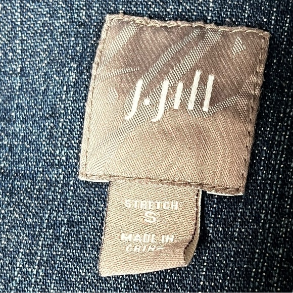J. Jill Stretch Denim Jacket With Jewels & Metallic Gold Pattern Women's Size S - Picture 12 of 16
